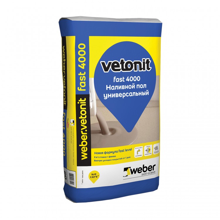 Наливной пол Weber Vetonit fast 4000 универсальный 20 кг