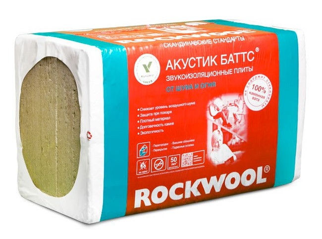 Роквул Акустик Баттс 1000х600х50мм звукоизоляция