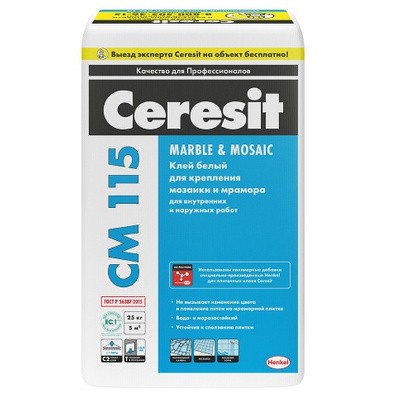 Плиточный клей Церезит СМ 115 Marble & Mosaic белый 25 кг